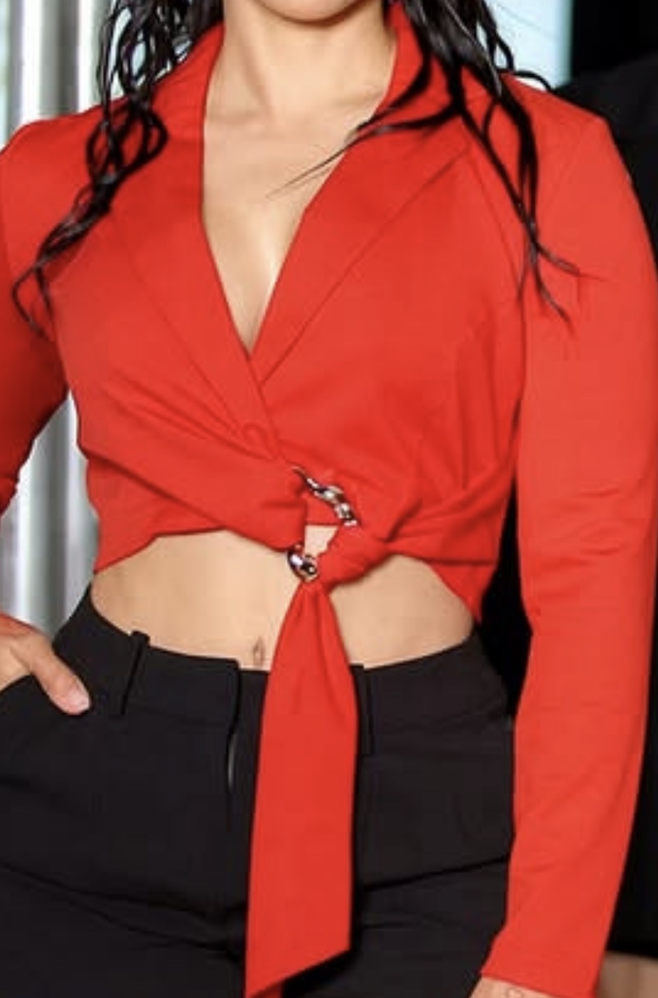 Red CEO Crop Blazer